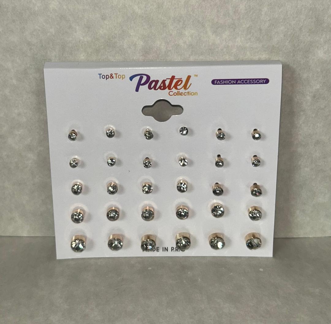 Pastel Gold Rhinestone Studs 15pr