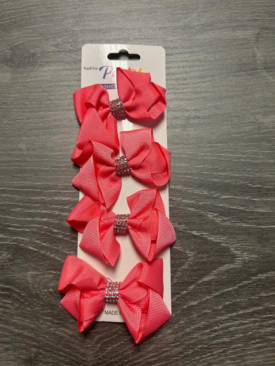 Pastel Rhinestone Hair Bows 4ct