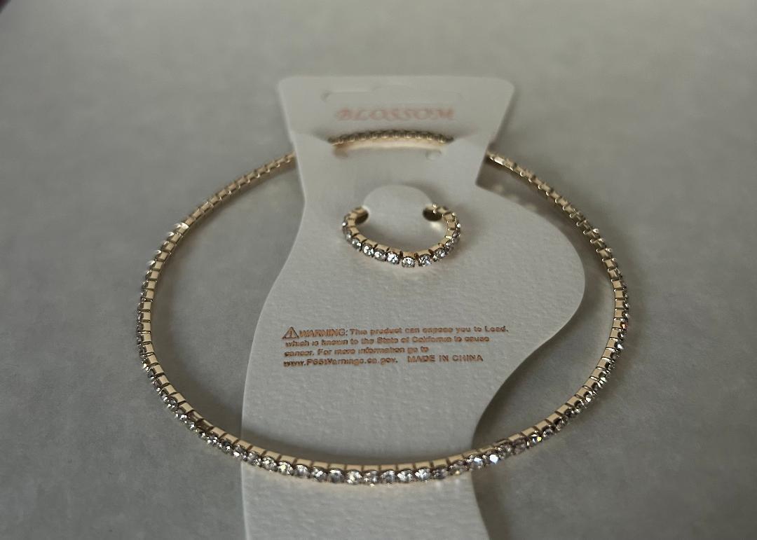 Blossom Gold Rhinestone Elastic Anklet & Toe Ring