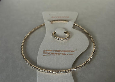 Blossom Gold Rhinestone Elastic Anklet & Toe Ring