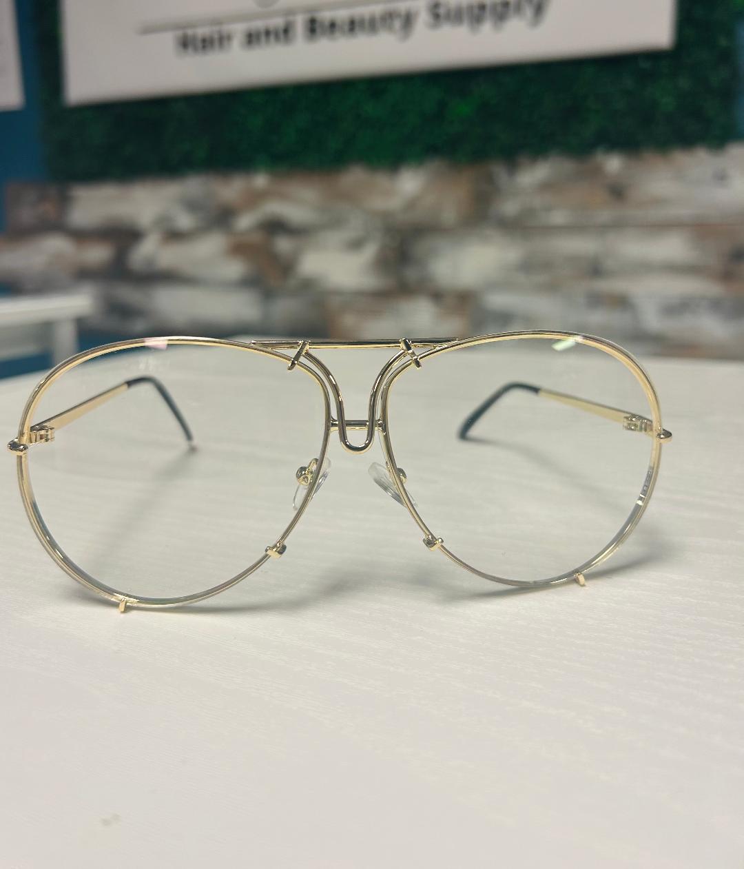 Oversized Aviator Double Bridge Glasses - Gold