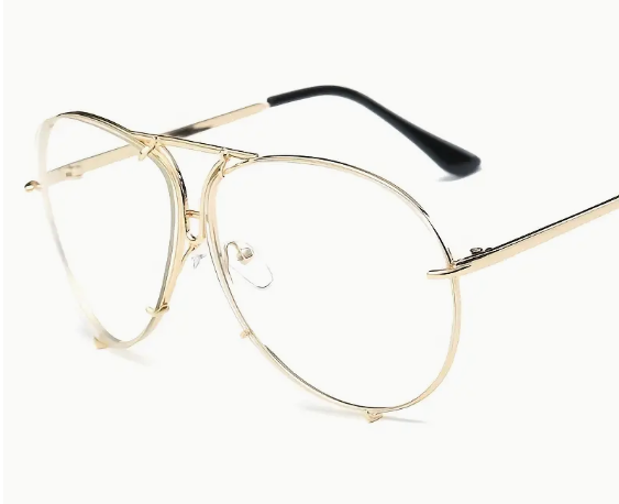 Oversized Aviator Double Bridge Glasses - Gold