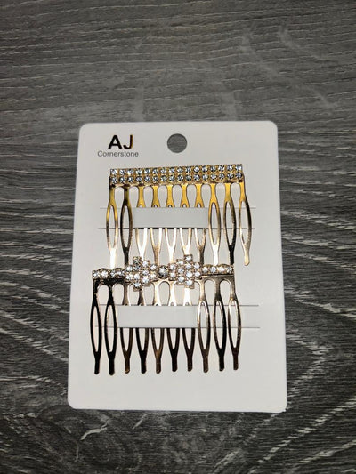 AJ Fashion Rhinestone Metal Hair Combs 2ct