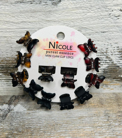 Nicole Small Butterfly Hair Clips 12ct