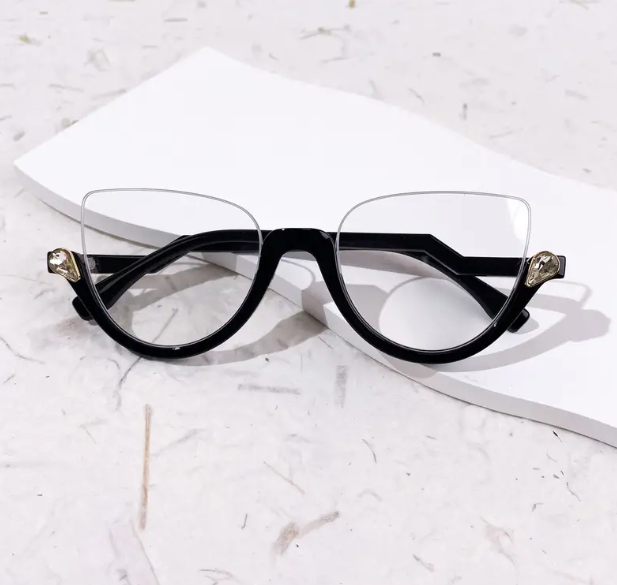 Cat Eye Semi Rimless Clear Lens Glasses