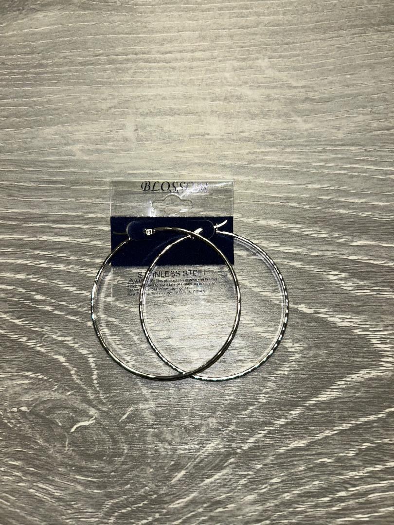 Blossom Stainless Steel Hoop Earrings - Medium