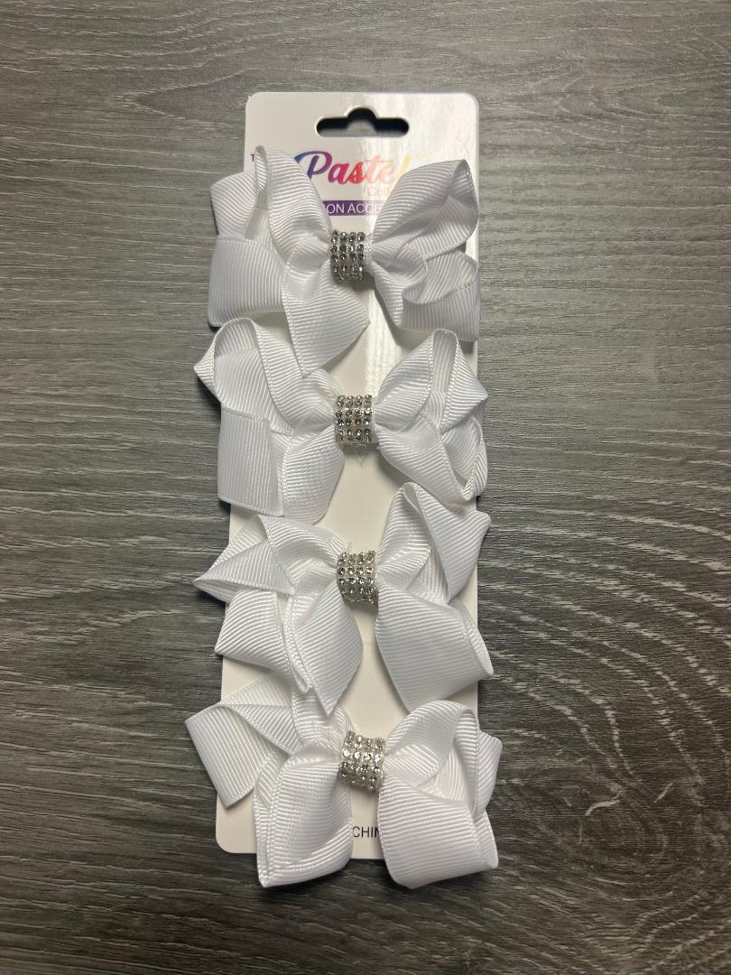 Pastel Rhinestone Hair Bows 4ct