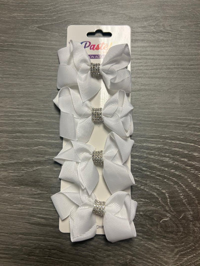 Pastel Rhinestone Hair Bows 4ct
