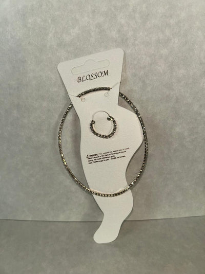 Blossom Gold Rhinestone Elastic Anklet & Toe Ring