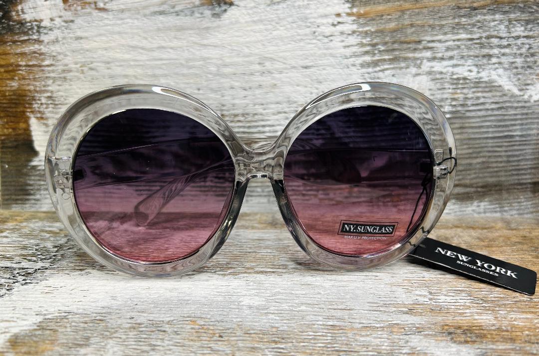 Oversized Round Gradient Clear Sunglasses