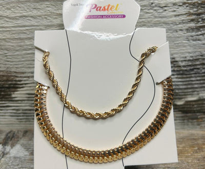 Pastel Snake & Rope Anklet Set