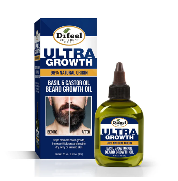 Difeel Mens Ultra Growth Basil & Castor Beard Oil 2.5 oz.