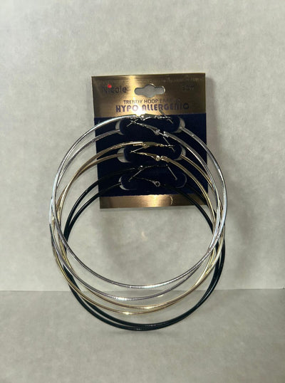 Nicole Hoop Earrings 3pr - Extra Large