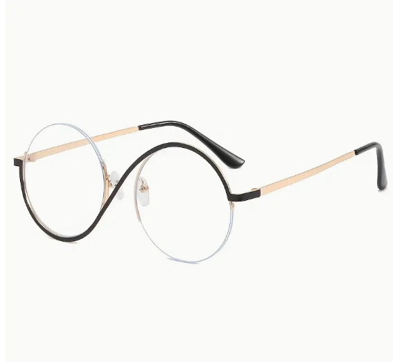 S Shaped Clear Lens Circle Glasses