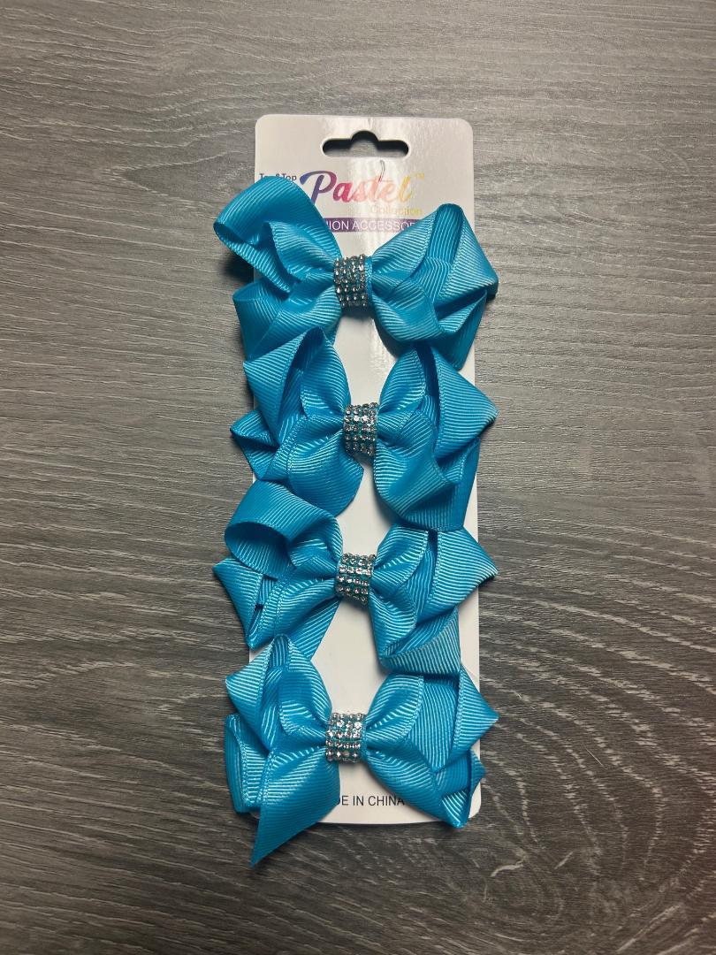 Pastel Rhinestone Hair Bows 4ct