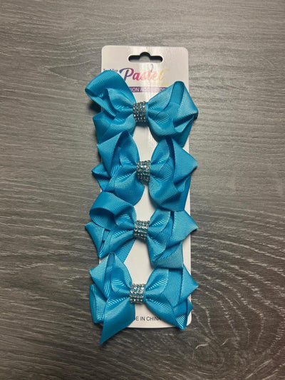 Pastel Rhinestone Hair Bows 4ct