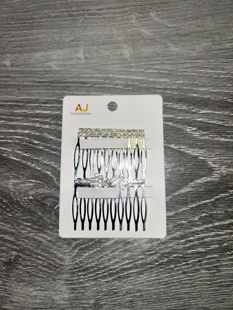 AJ Fashion Rhinestone Metal Hair Combs 2ct