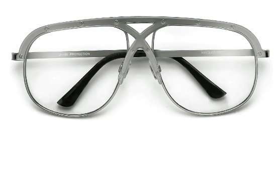 Oversized Crossover Bridge Riveted Accent Aviator Glasses