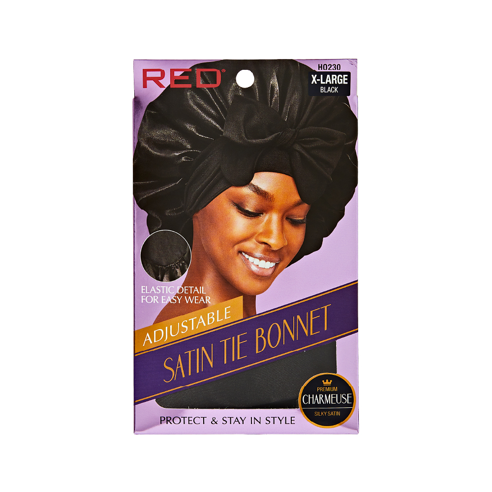 RED by Kiss Satin Tie Bonnet XL Black (HQ230)