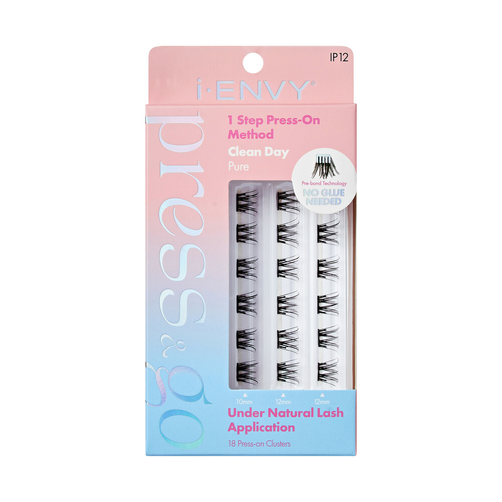 Kiss i-ENVY Clean Day PURE - Under Natural Lash App 18-Press On Clusters (10MM, 12MM, 12MM) IP12