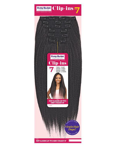 Janet Coll. Remy Illusion 7pc Clip-Ins Kinky Straight - 18"