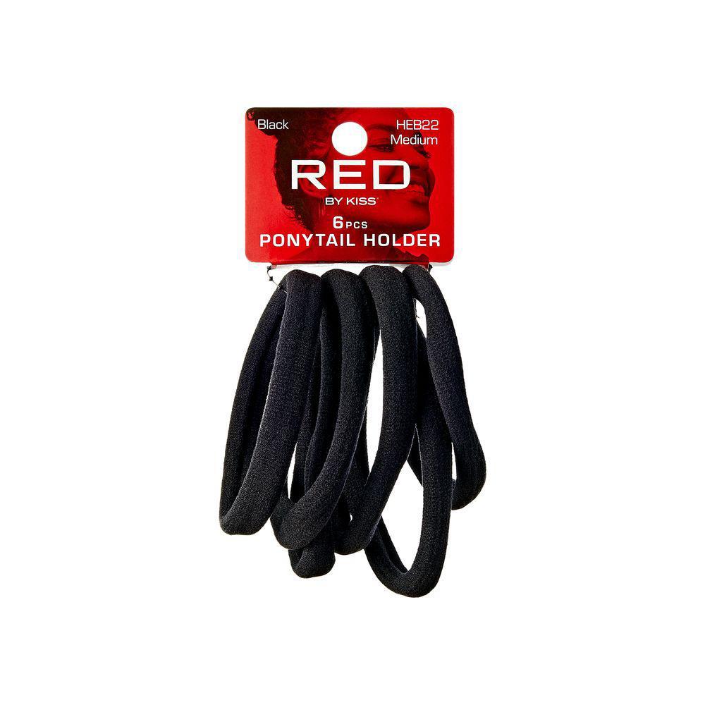 RED by Kiss Black Ponytail Holder 6 pcs (HEB22) - Medium