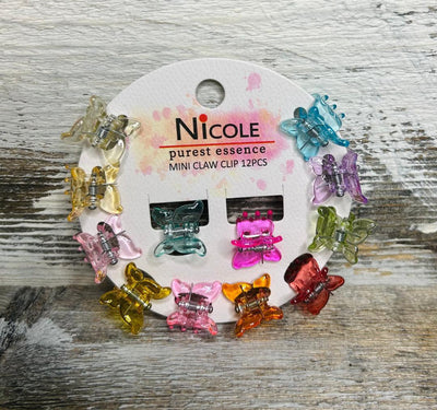 Nicole Small Butterfly Hair Clips 12ct