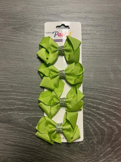 Pastel Rhinestone Hair Bows 4ct