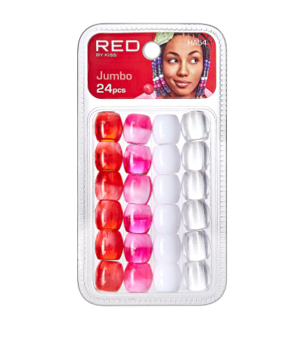 RED by Kiss Jumbo Hair Beads 24pc (HA54)