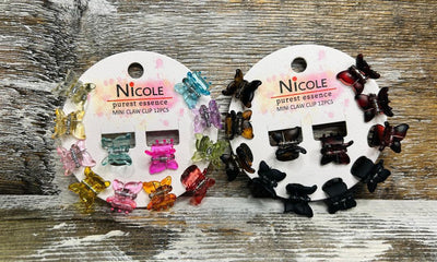 Nicole Small Butterfly Hair Clips 12ct