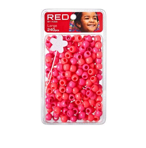 RED Large Hair Beads 240pcs (HA17) - Assorted Pink