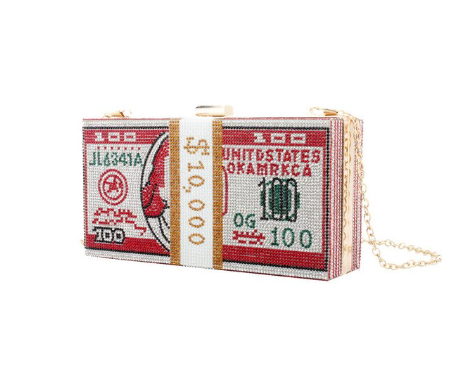 Rhinestone Cash 10K Money Clutch (Red)