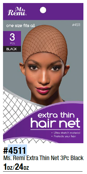 Ms Remi Extra Thin Hair Net 3pc (Black #4511)