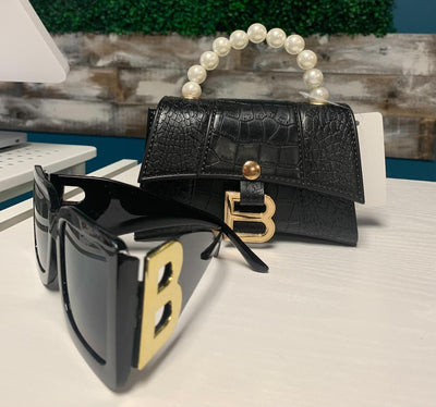 "B" Mini Handbag & Sunglasses Set