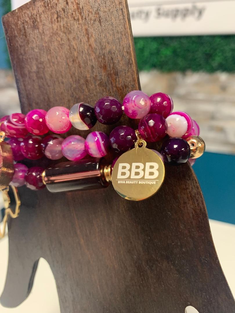 BBB Stretchy Bracelet Set 10mm - Pink Purple Passion