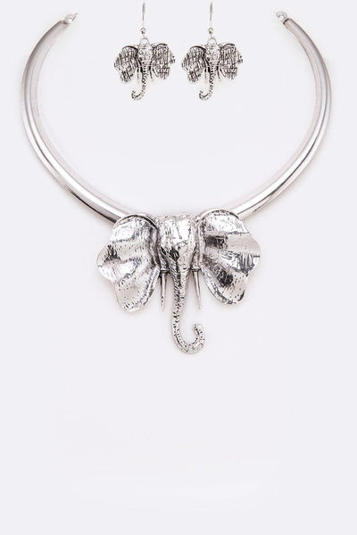 Elephant Collar Necklace Set w/ Bracelet