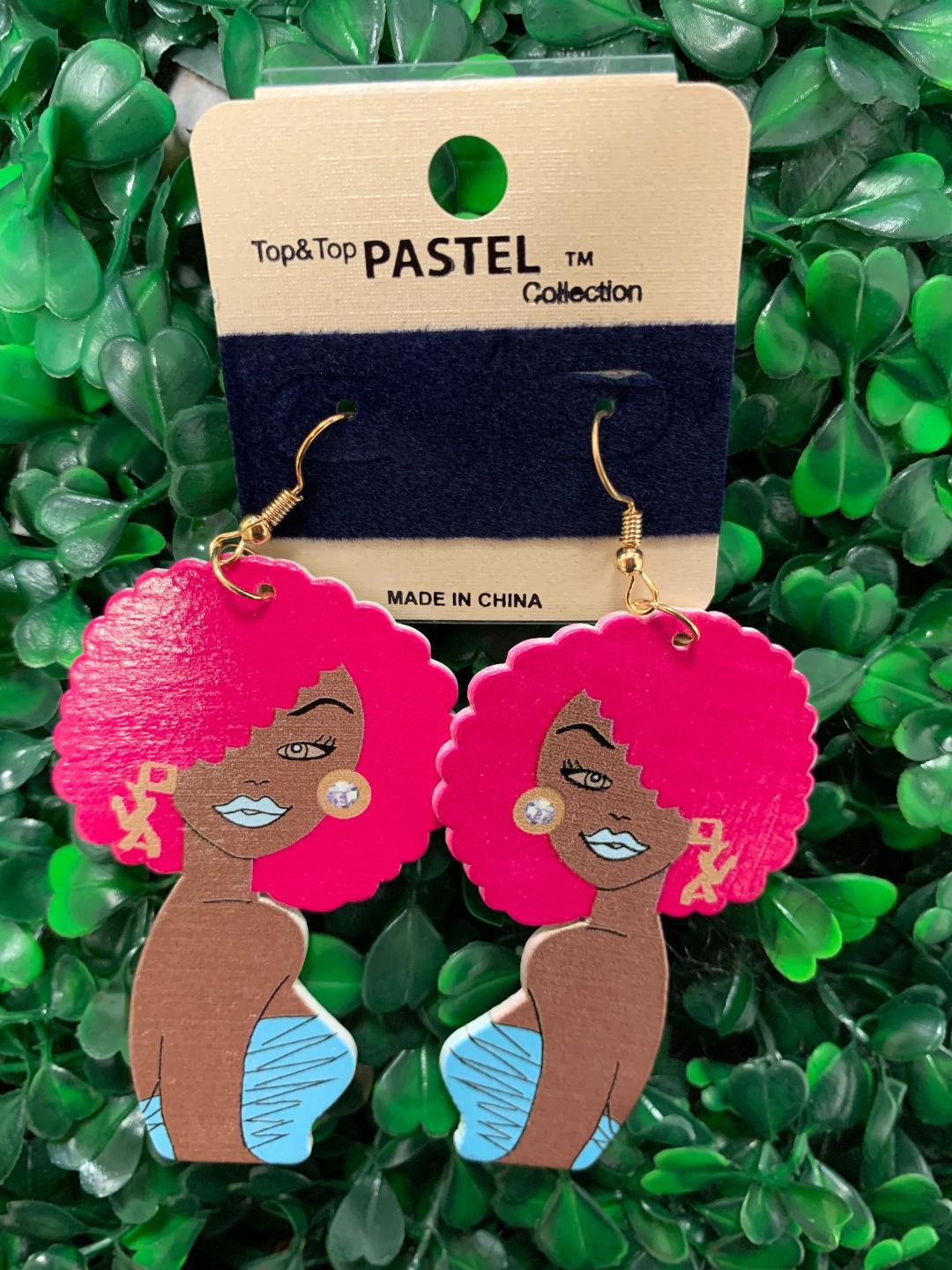 Wooden Color Afro Woman Earring