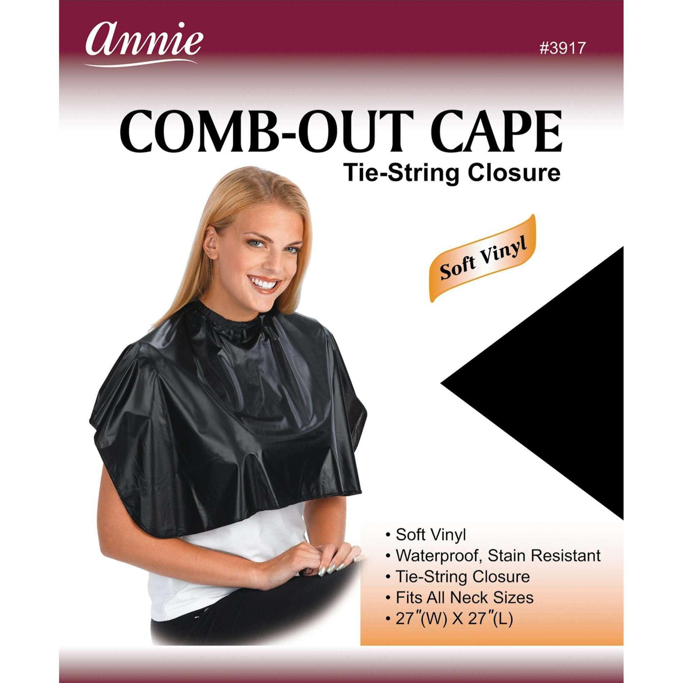 Annie Comb-Out Cape 27" Black Tie-String Closure (#3917)