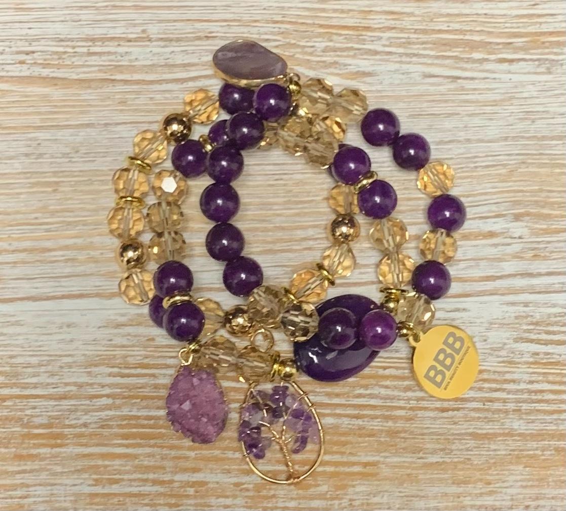 BBB Stretchy Bracelet Set 10mm - Purple Peace