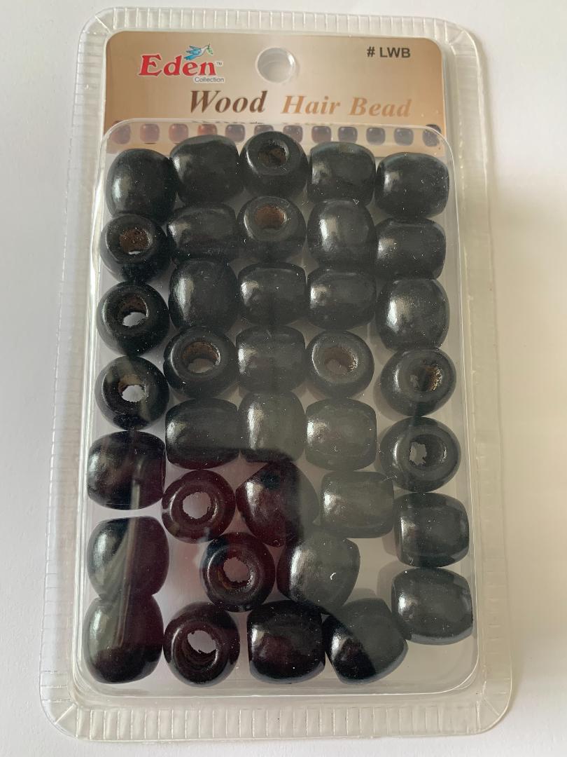 Eden Black Wood Hair Beads.