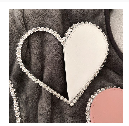 Rhinestone Heart Handbag (White)
