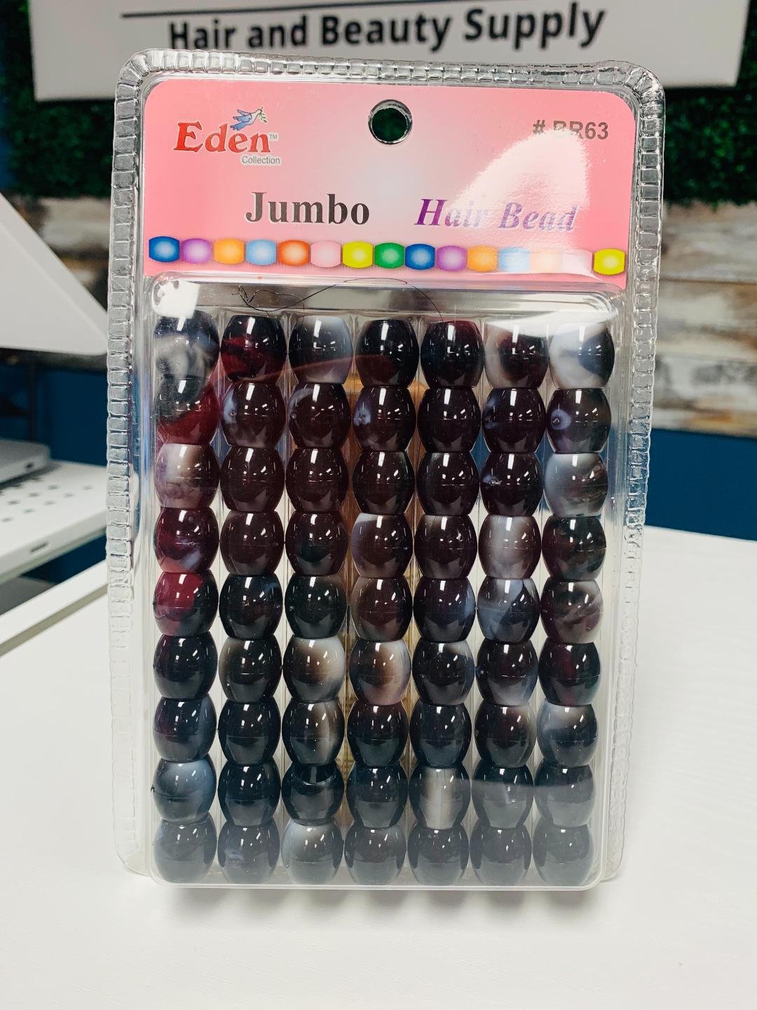 Eden Jumbo Hair Beads #BR63 - Black Marble