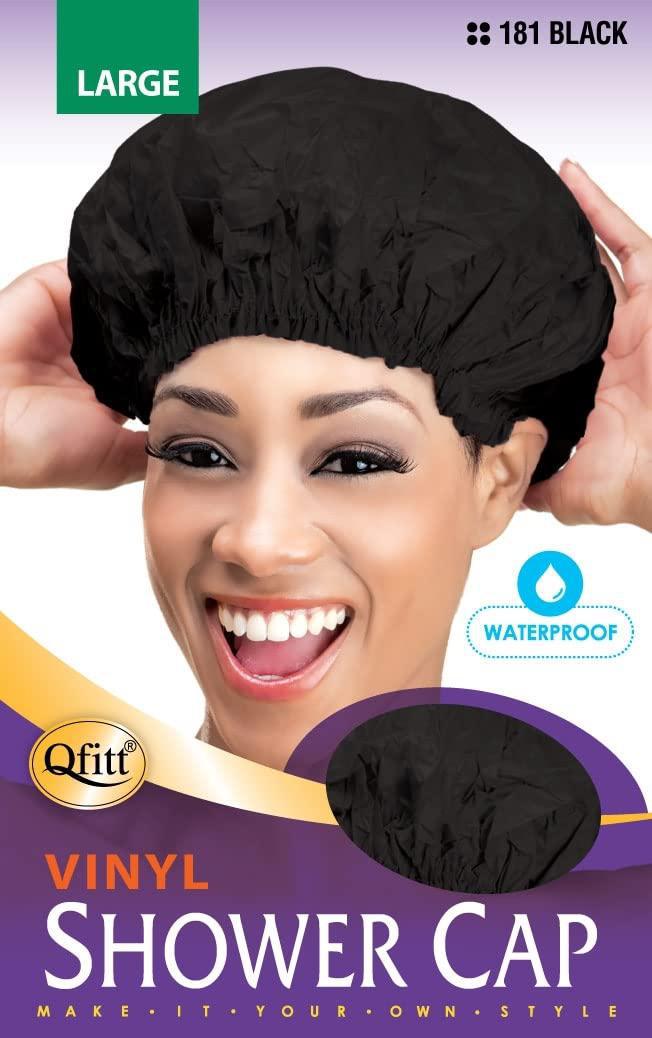 Qfitt M&M Headgear Large Black Vinyl Shower Cap #181