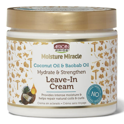 African Pride Moisture Miracle Coconut Oil & Baobab Oil Leave in Cream (15 oz) - Biva Beauty Boutique
