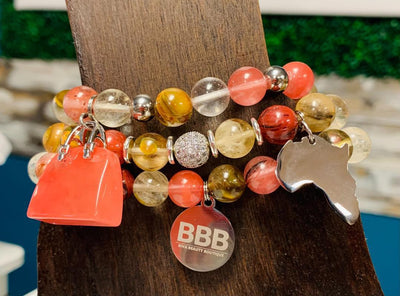 BBB Stretchy Bracelet Set 10mm - Coral Bag