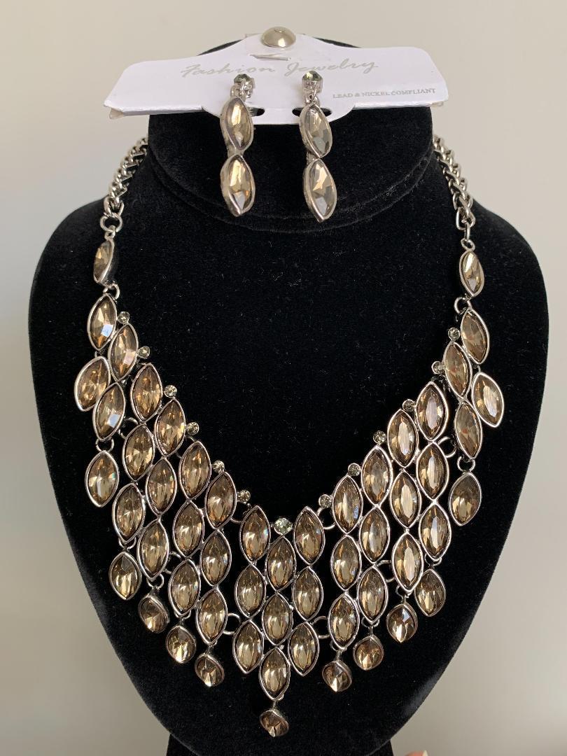 Crystal Marquis Statement Necklace Set