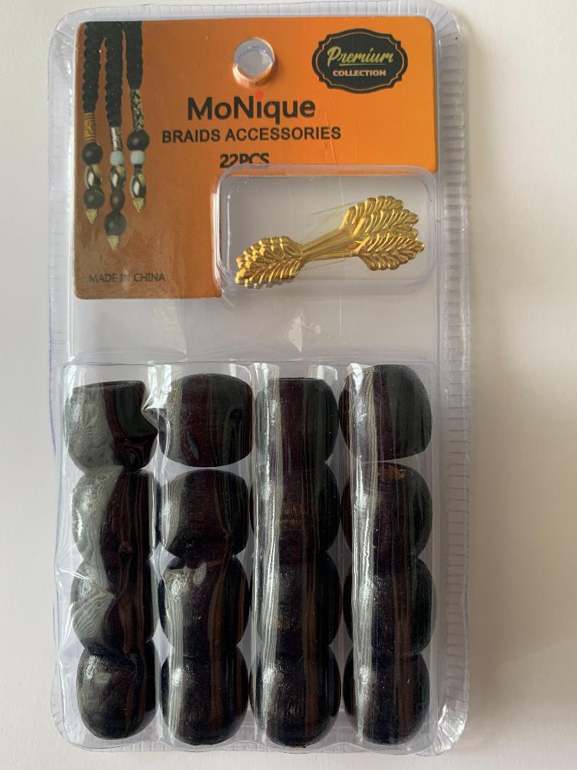 Monique Black Wooden Hair Beads