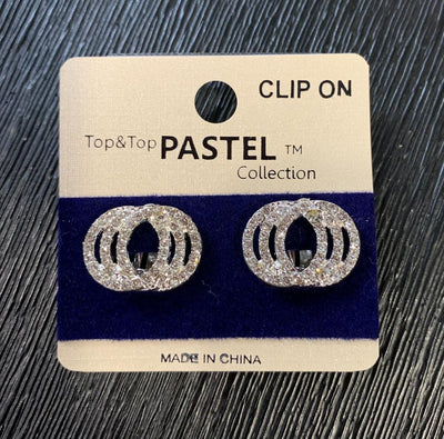 Top & Top OOO Rhinestone Clip-On Earrings