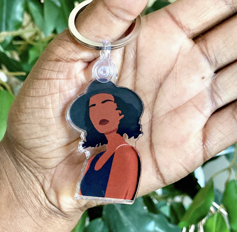 Bohemian Vibes Black Woman Acrylic Keychain