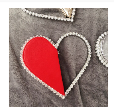 Rhinestone Heart Handbag (Red)
